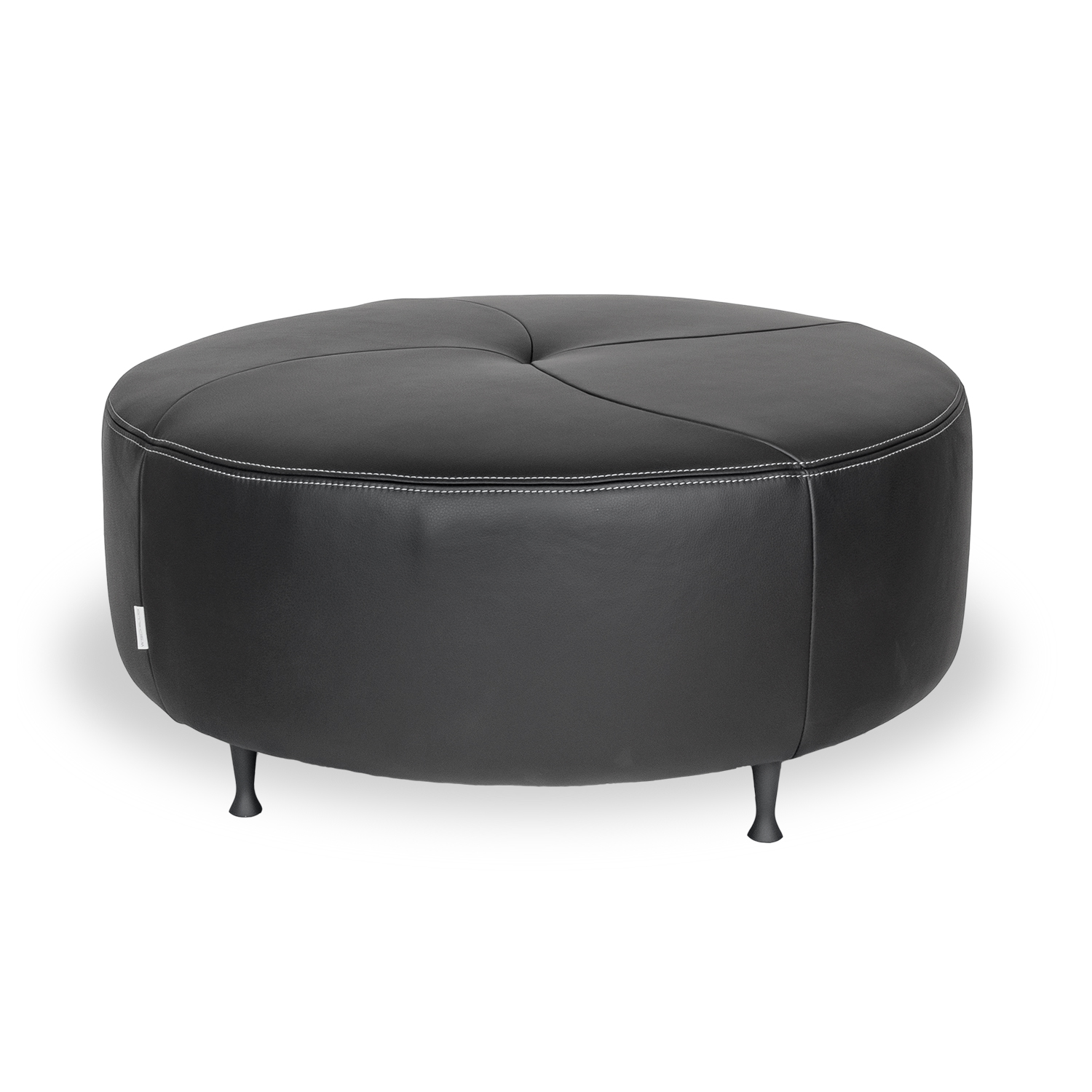 Round black leather deals ottoman